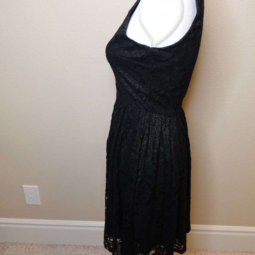 Soprano Black and Gold Lace fit and flare dress - Picture 4 of 9
